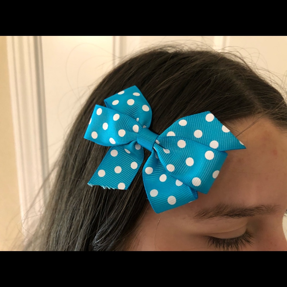 Twin Blue Polkadot Bows
